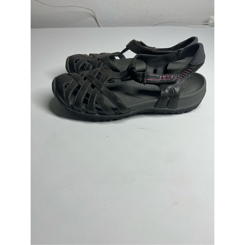 Zibu Sandals Womens 6,5 M Beena Hiking Comfort Strappy Grey Faux Leather Lace Up